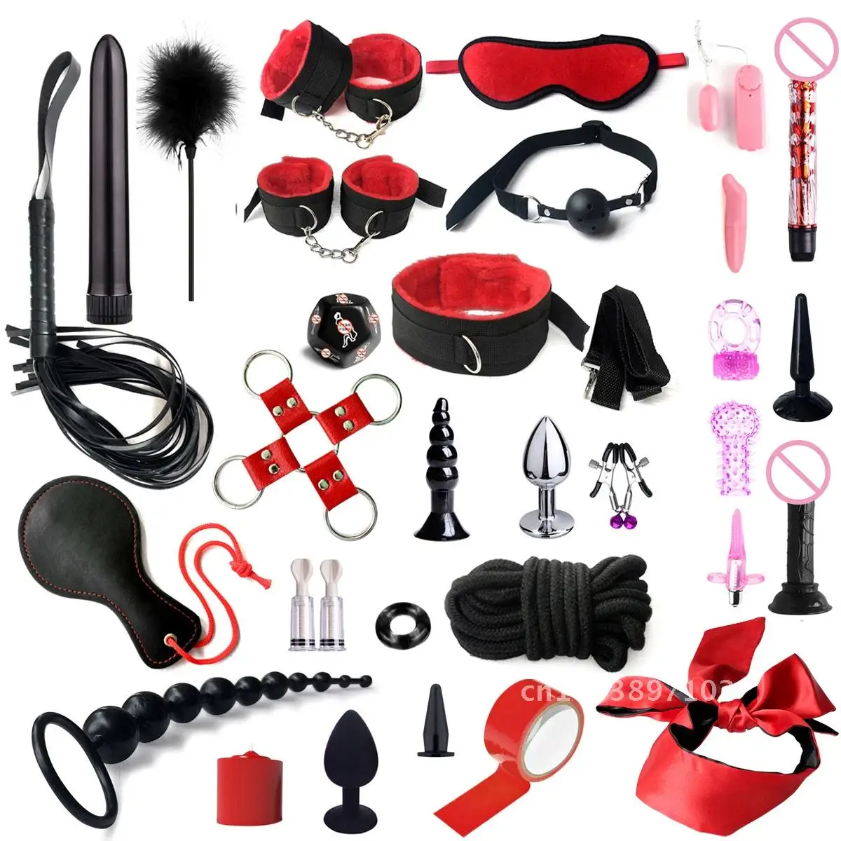 Bdsm Set Kit Toy Sex Handcuffs for Couple Adults Anal Plug Vibrator Whip Cock Ring Gag Sexual Sexy Games Products Bondage Erotic