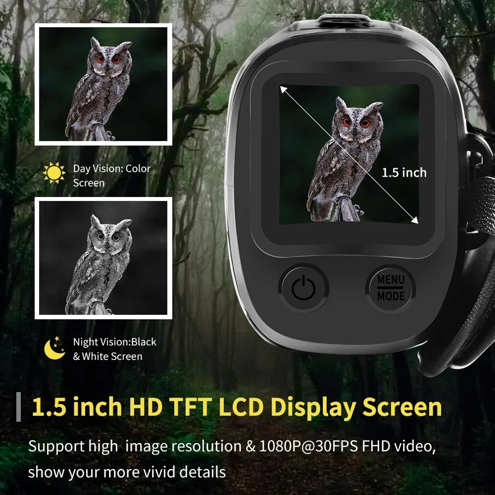 1080P HD night vision infrared 5x digital zoom monocular hunting binoculars outdoor day and night dual-use all black 300 meters