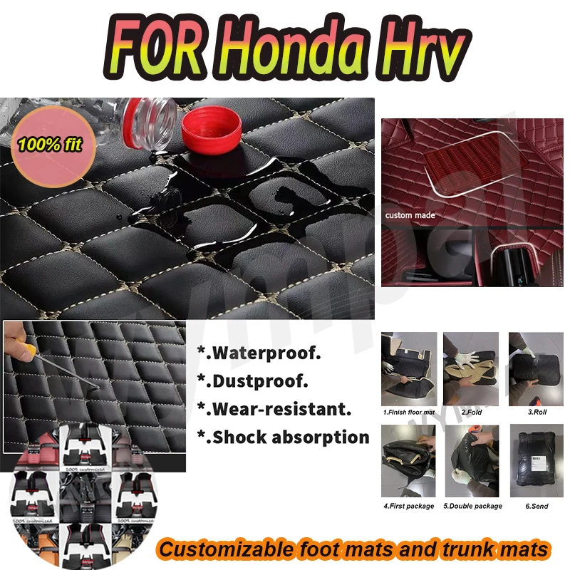 

LUXURY Custom Automotive Car Floor Mats For Honda Hrv 2014 2015 2016 2017 Auto Luxury Leather