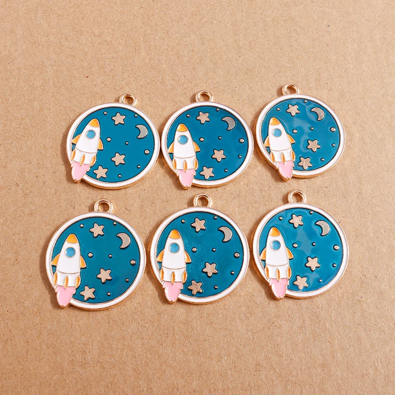 10 Stück Mix Emaille Galaxie Planet Raum Charms für Halsketten Armband Ohrringe Mond Sterne Anhänger DIY Schmuck Herstellung Zubehör – Detail 12