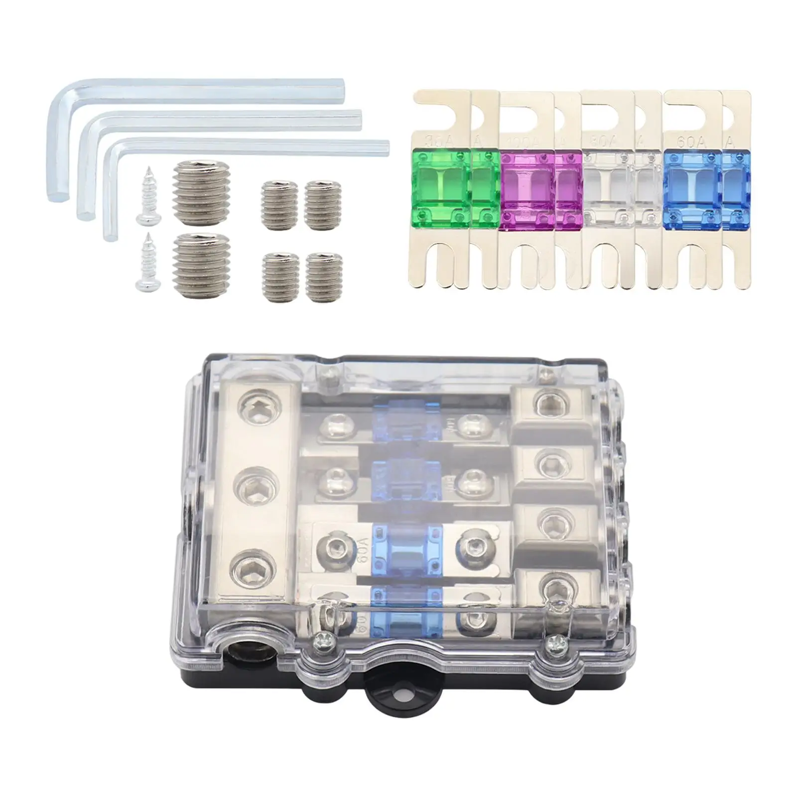 Fused Distribution Block Kit Anl Fuse Holder Good Current and Voltage Withstand Compact Fuse Box Water Resistant Plastic Case