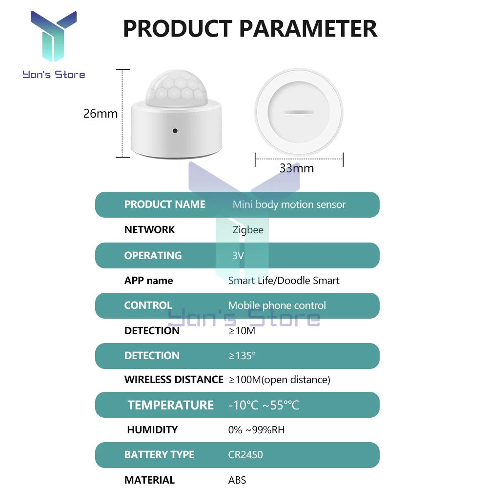 Tuya 2 in 1 Zigbee Mini PIR Motion Detector +Bright Lux Light Passive Infrared Security Burglar Alarm Motion Sensing Detector