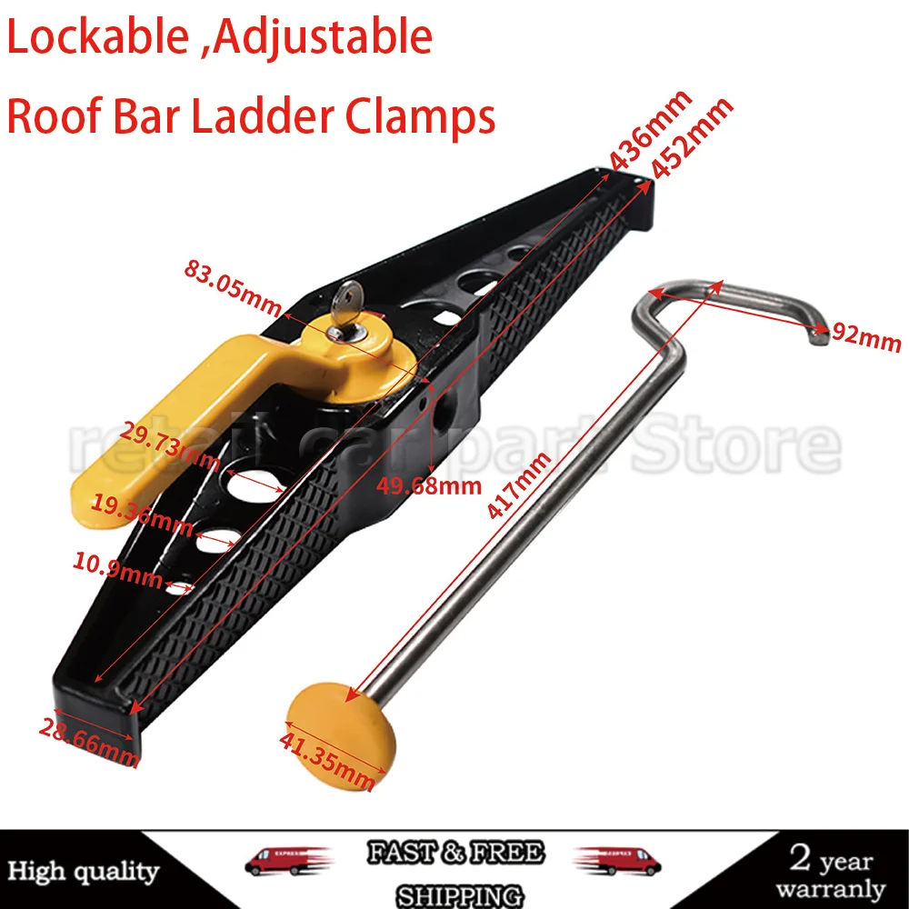 Locking Lockable Roof Bar Ladder Clamps Adjustable Roof Rack Safe Clamp SafeClamp 