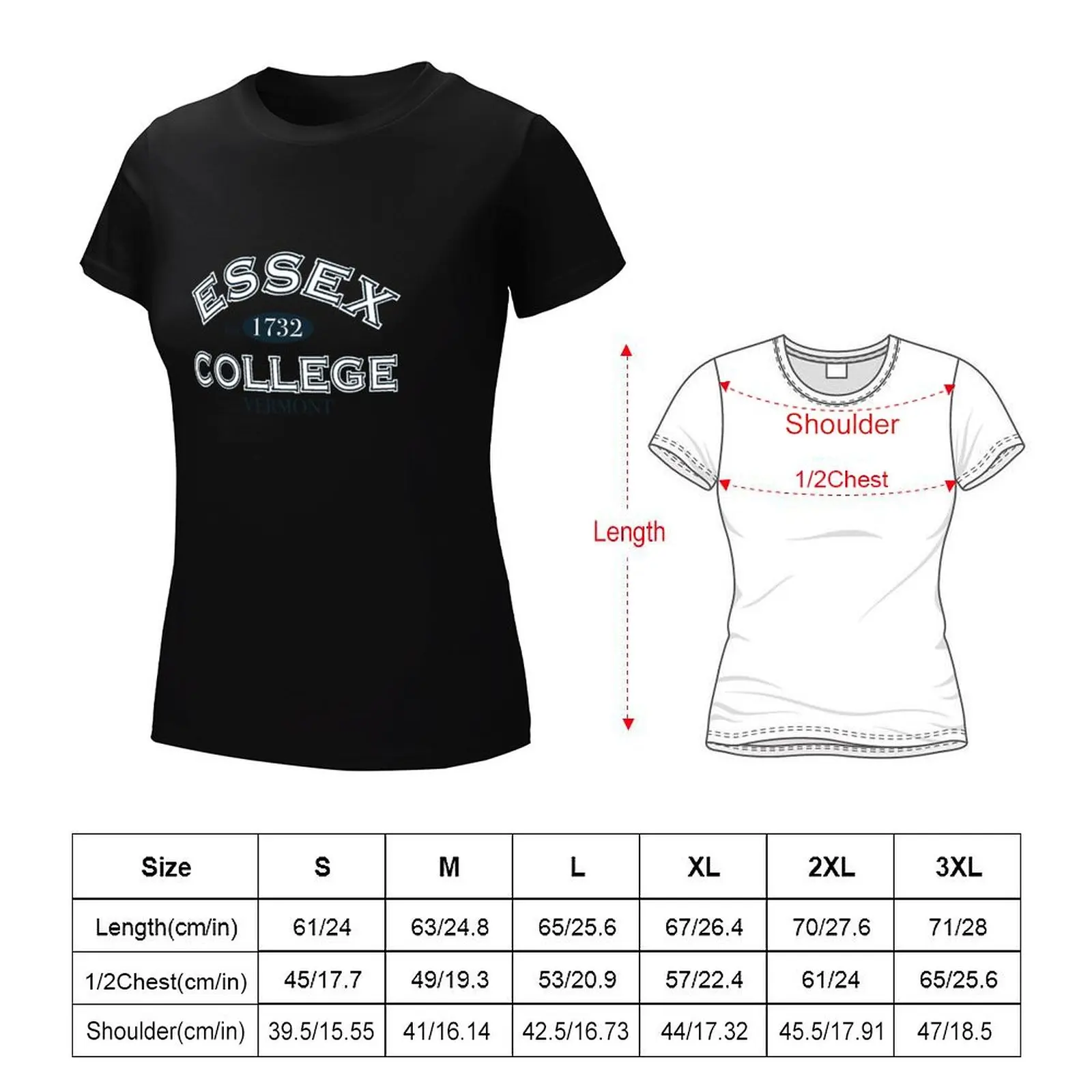 Essex College Logo T-Shirt Tees Vintage Kleding T-Shirts Voor Vrouwen