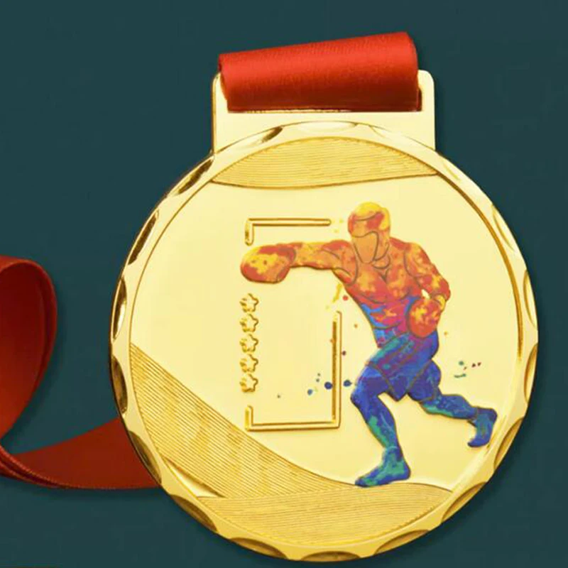 Metal Alloy Boxing Medal, Martial Arts, Taekwondo Reward Fighting Sanda, Sports Meeting Match, Home Decoration, Creative, 1Pc