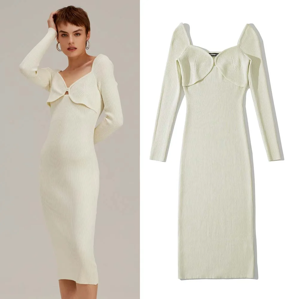 

Faionable сексуальная длинная светящаяся трикотажная женская юбка в стиле ретро с квадратным воротником Dr, универсальная женская повседневная юбка феи, зимняя