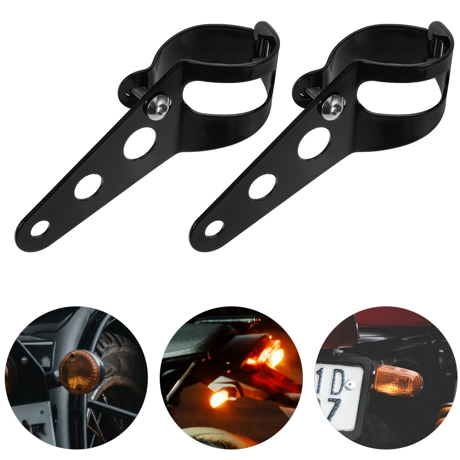 

2pcs Motorcycle Headlight Bracket Aluminum Alloy Adjustable Lightweight Durable Black Easy Install for Motorbike Lamp Mounting