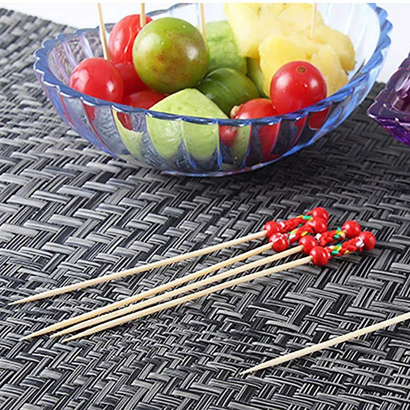 200Pcs Bamboo Fruit Sticks, Wooden Toothpicks For Party Tapas Nibbles Sandwich Canapes Appetiser Fruit Skewer BBQ