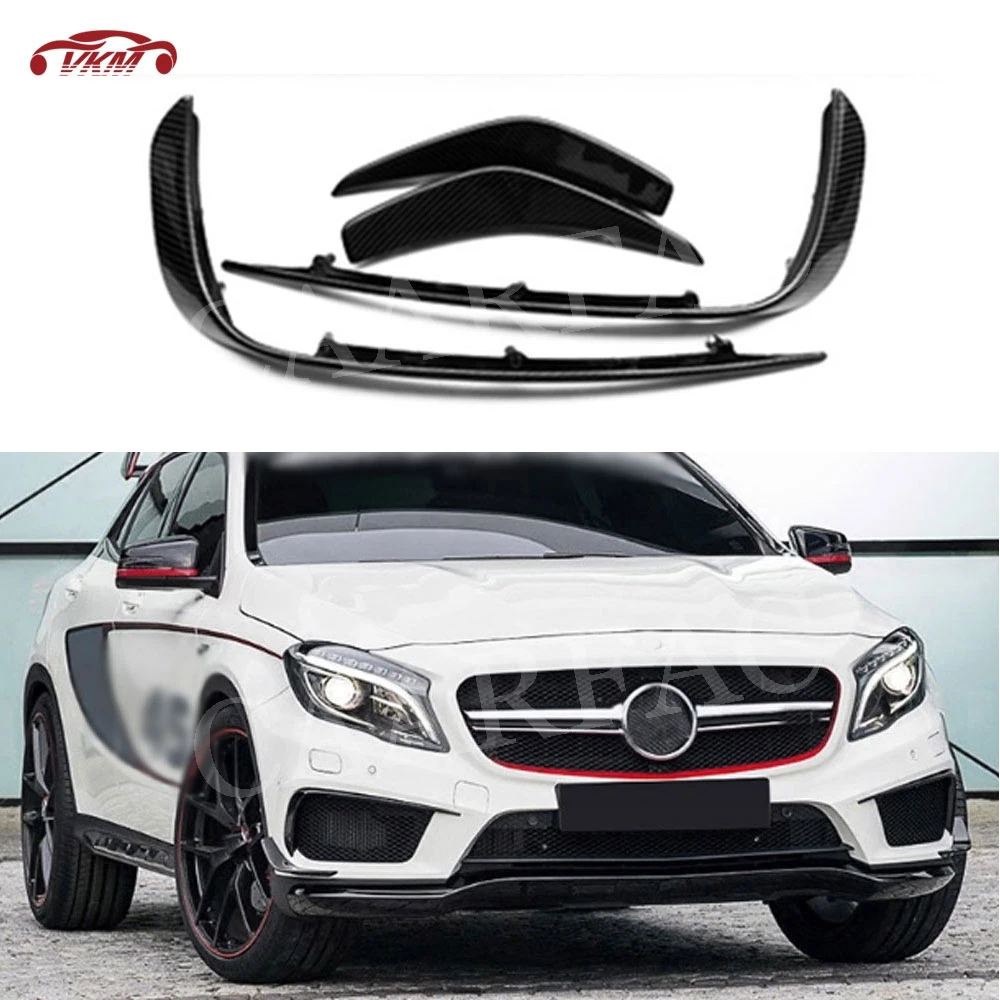 Carbon Fiber Front Bumper FogLamp Eyelids for Benz GLA Class X156 GLA200 GLA260 GLA45 2014-2017 Air Vent Cover Trims Car Styling