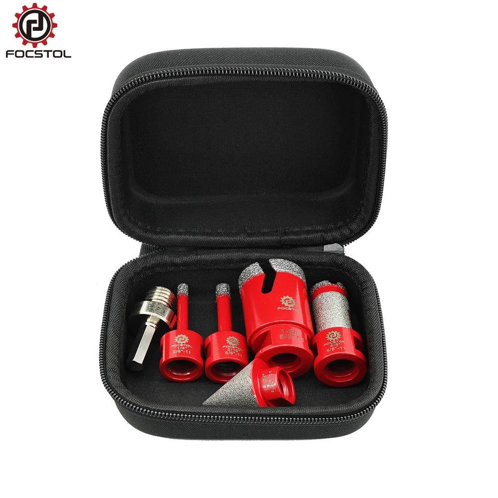 FOCSTOL 6pcs Set Diamond Drill Bit Dia 6/8/20/35mm Hole Saw 5 8-11 For Ceramic Porcelain Tile Granite Marble Drill Milling Bit