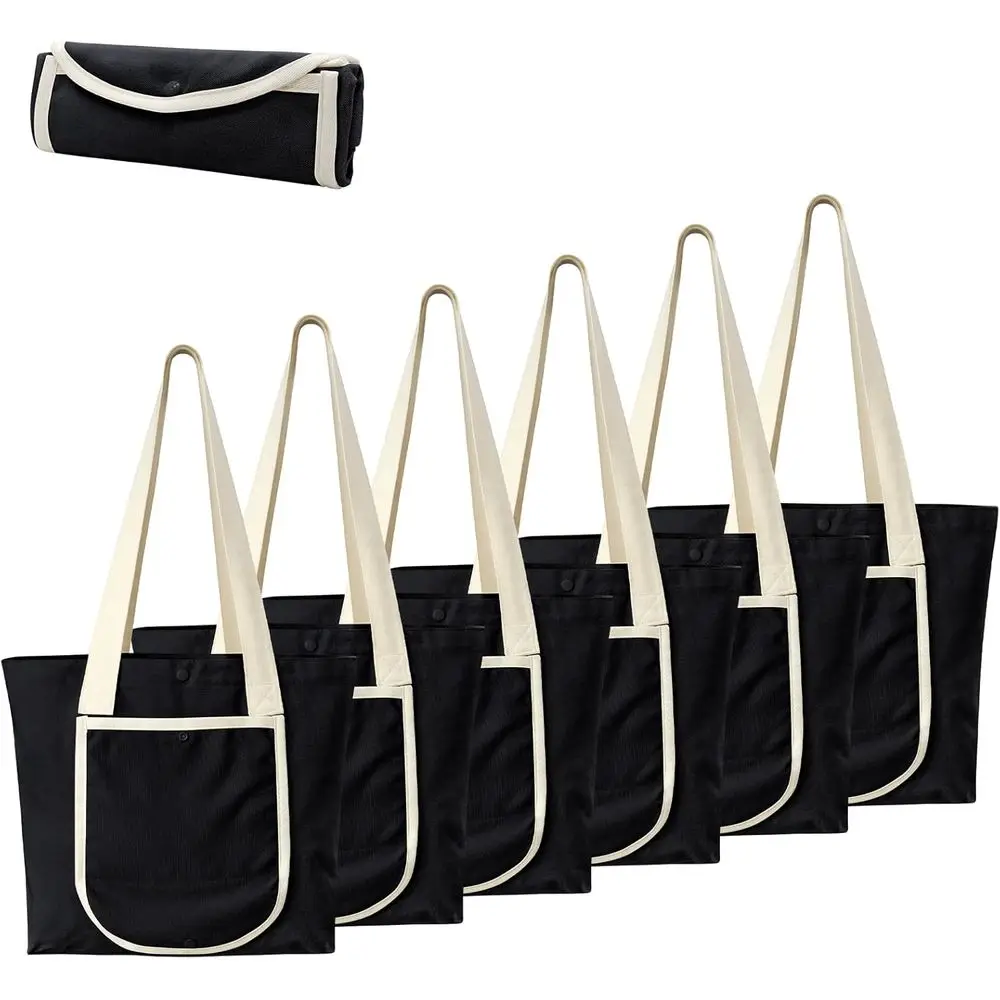 

Canvas Tote Bags - 1/3/6 Pack, Heavy-Duty with Pocket, Reusable for Shopping, Crafts & Painting
