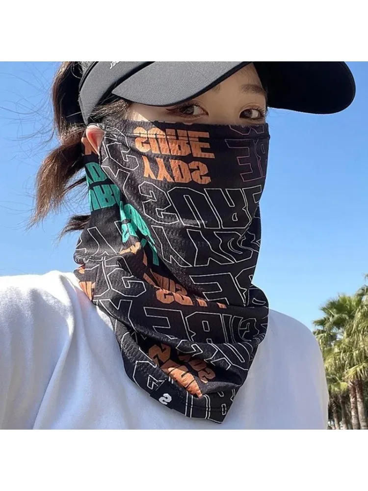 AliExpress NONE Summer UV Protection Face Neck Mask Breathable Sunscreen Ear Hanging Bandana Men Women Outdoor Cycling Scarf
