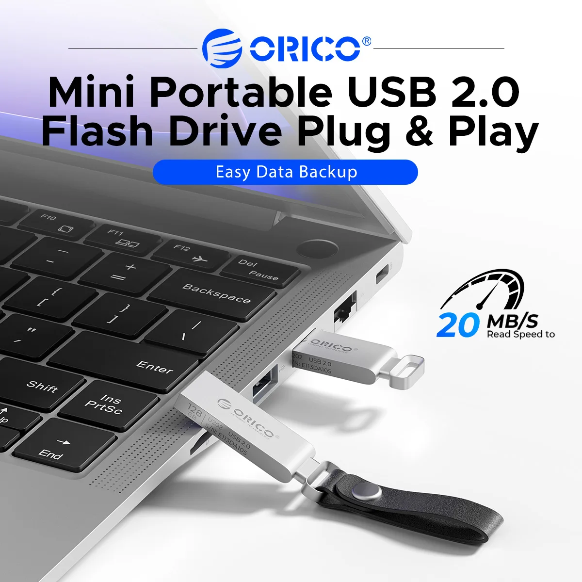 ORICO U202 USB2.0 Flash Drive Zinc Alloy Pen Drive Portable Memory Stick for Car Laptop Student Gift