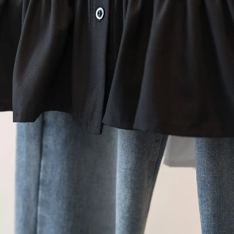 200 Pounds Plus Size Elastische Taille Büro-Damen-Trendhemd und Bluse Einfarbiges Oberteil Damenbekleidung V-Ausschnitt French Chic Basics – Detail 36