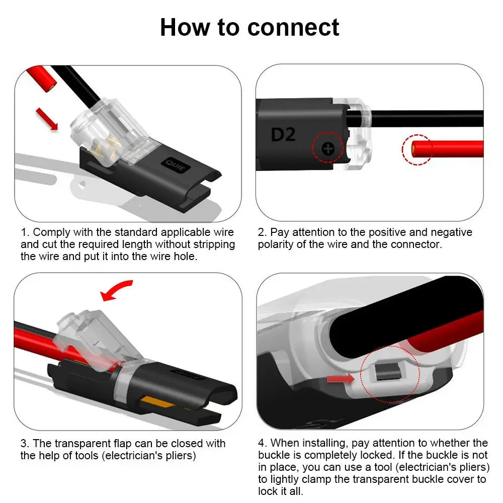 10/20/50Pcs 1-Way Quick-Connect Cable Connectors with Locking Buckle Waterproof Car Electric Wire Snap Connectors Strip Terminal