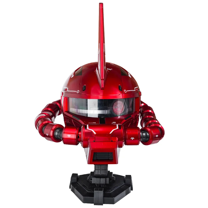 Zaku Wearable Helmet Cosplay Prop Replica With Water Slide Decals Base Usb Charging Cable Trendy Anime Figure Model Collect Toy