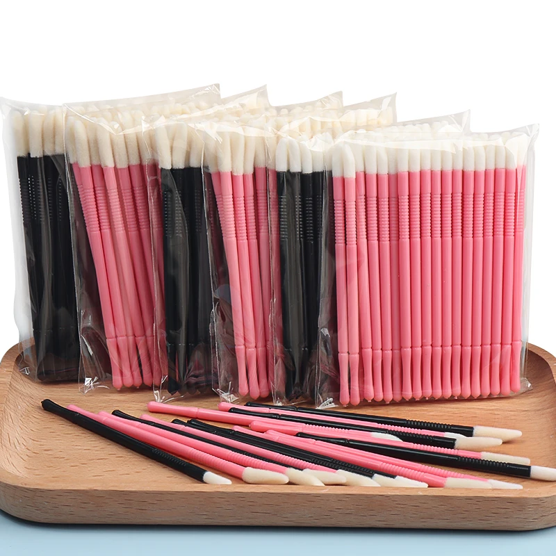 50pcs Lip Brushes Spiral Anti Slip Handle Mascara Wands Lipstick Micro Brushes Applicators Cleaner Eyelash Extension Tools