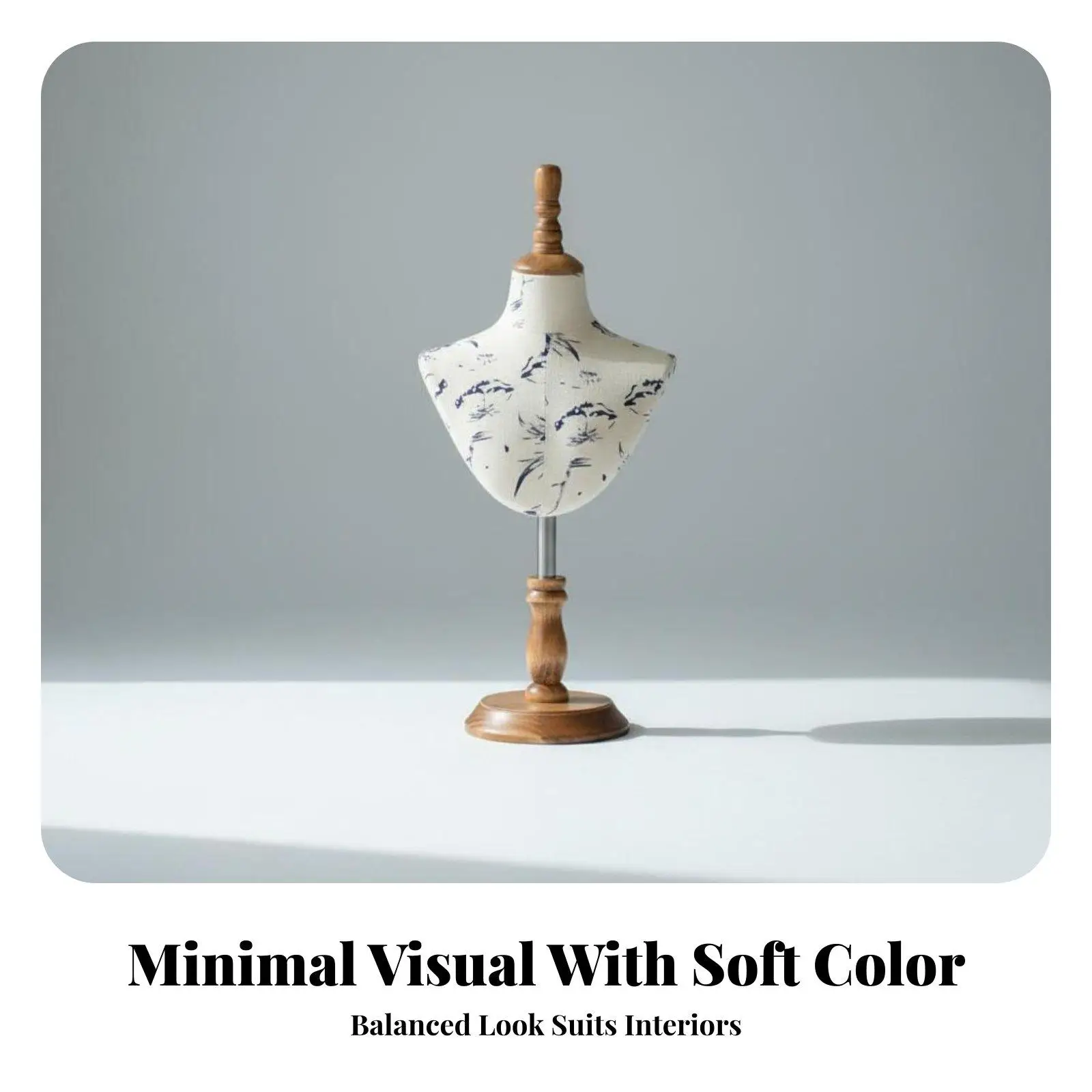 Adjustable Height Display Stand with Fabric Covered Torso for Necklace Scarf Hat Showcase for Shop Display