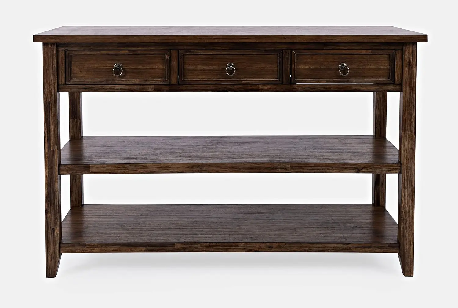 Acacia Wood Sofa Console Table with 3 Drawers, Mission Style Entryway Accent Table, Wire Brush Brown, Customized