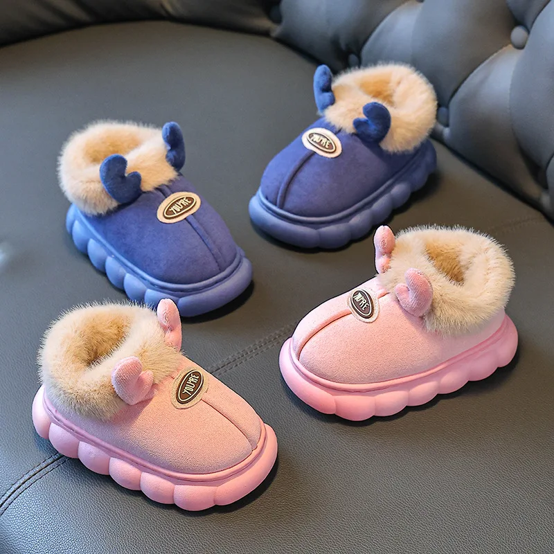 Hot Selling Home Cotton Slippers2025Winter New Anti Slip Child Warm Shoe Casual Child Indoor Outdoor Hairy Versatile Cotton Shoe