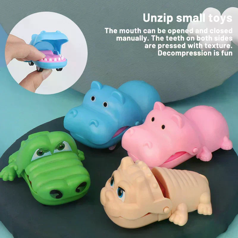 รถของเล่นจระเข้กัดมือ รถของเล่นฮิปโปการ์ตูน ลูกสุนัข ของเล่นสัตว์แบบดึงกลับ รถของเล่นกดฟันกัดนิ้ว ของเล่นแกล้งคน