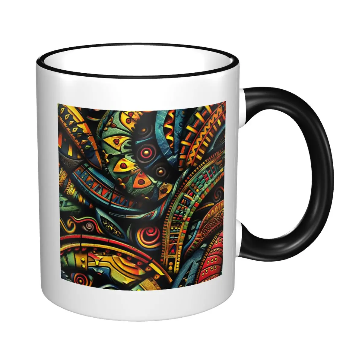 African-Inspired Colorfully Vibrant Ornate Exotic Mug Funny Ceramic Coffee Cups Tea Mugs Milk Cup Drinkware Gifts for Friends