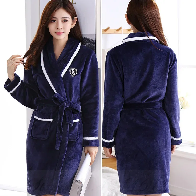 

Thick Flannel Loose Warm Kimono Bathrobe Gown Female Robe Sleepwear Nightwear Autumn Winter Coral Fleece Home Clothes Loungewear