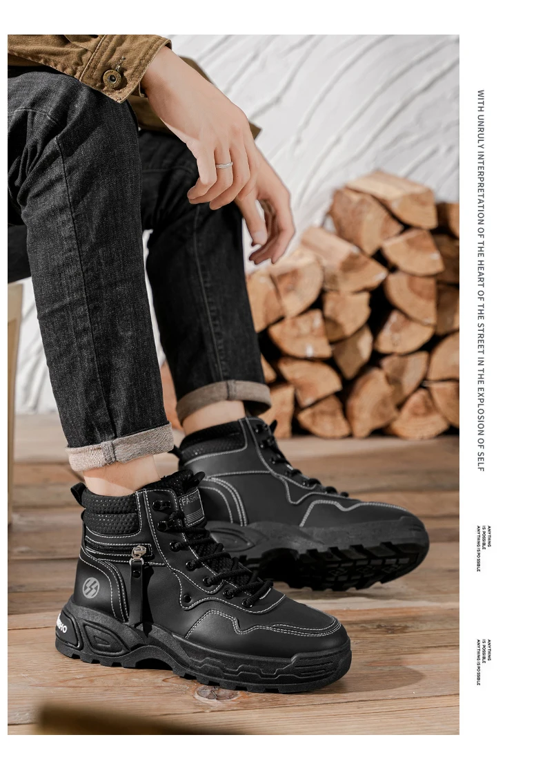 Herrenstiefel Frühling und Herbst Neue Weichsohlen-Antirutsch-Freizeitstiefel Modische Joker-Outdoor-High-Top-Stiefel Jugendliche Komfort-Arbeitsstiefel – Detail 16
