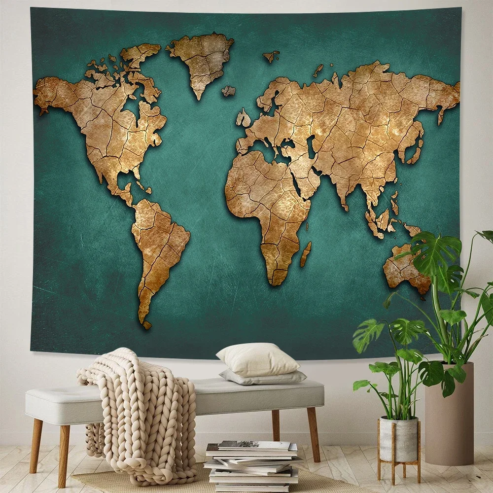 Retro world nautical map home art tapestry Hippie Bohemian decorative bed sheet background wall sofa blanket