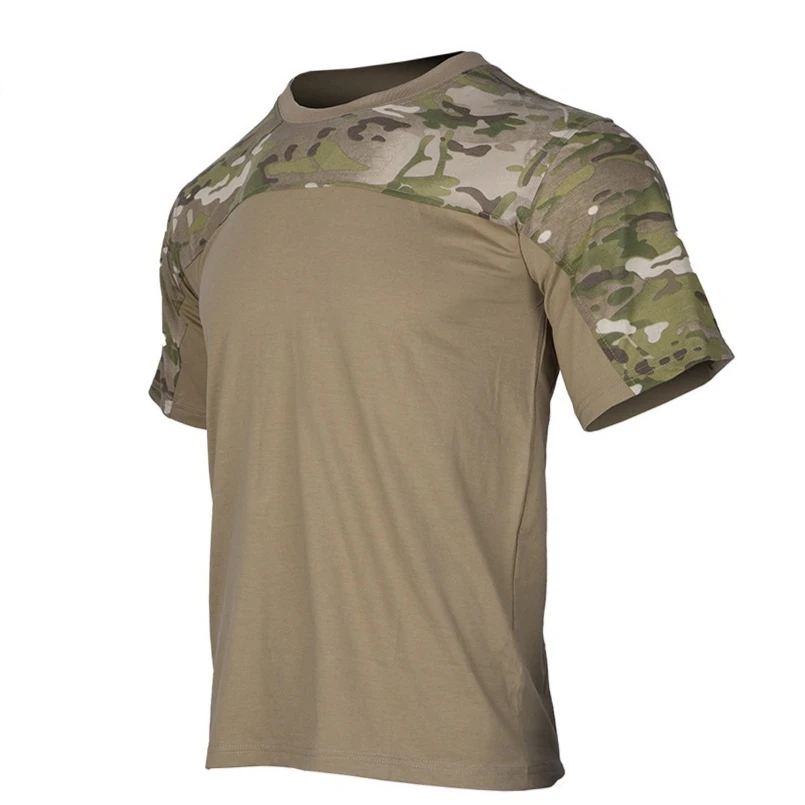 GELITAYIN  Men's Camouflage Shirt T-shirt Tactical Combat Shirt Hunting Suit Top Sportswear Outdoor Breathable Camouflage T-