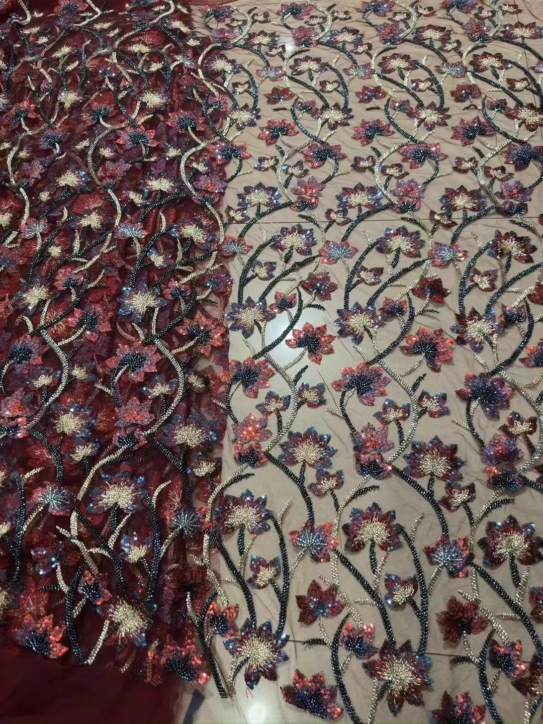 

1yard Heavy Industry Flower Embroidery telas con bordado Wedding Dress cheongsam fabrics for clothing New soft mesh fabric