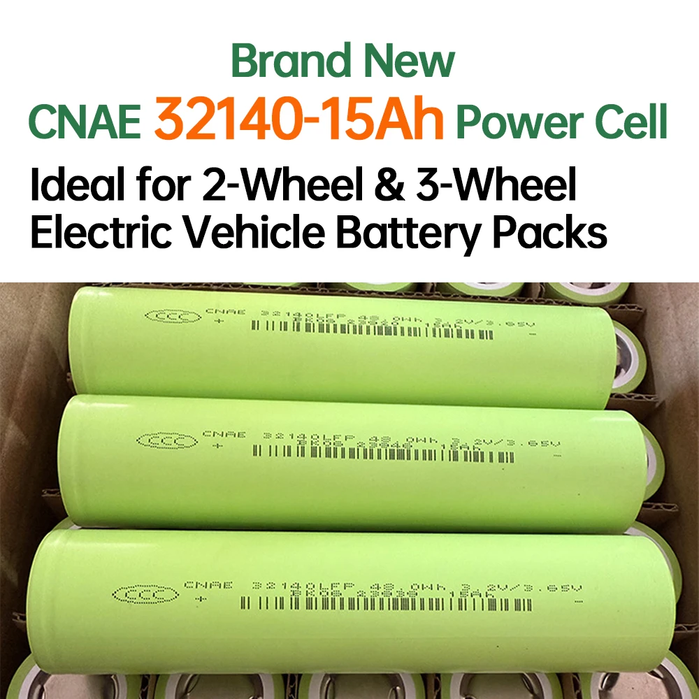 

3.2V 15Ah 32140 LiFePO4 Battery 48Wh Power Cell Ideal for 2-Wheel 3-Wheel Electric Vehicle Battery Packs E-bikes 3C Certified
