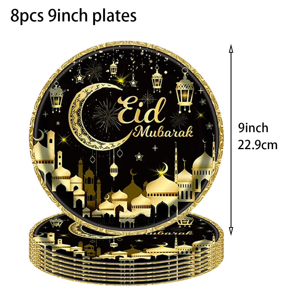 Servilletas musulmanas Eid Mubarak, platos, tazas, mantel, Ramadán, Kareem, platos, tazas, suministros para fiestas Eid Mubarak