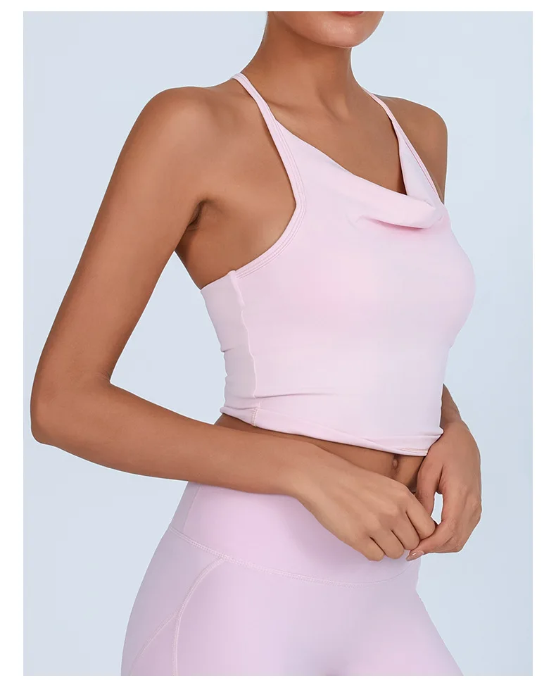 

Swing Collar Top, Slim Fit and Slimming Camisole Vest with Chest Cushion, Cool and Breathable Summer Sports Running Fitness Suit