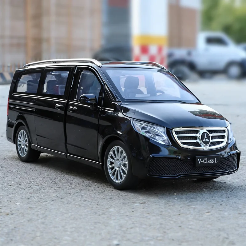 

1:24 V260 модель автомобиля из сплава MPV, литой под давлением металлический бизнес-транспорт, модель автомобиля, звуковая и световая коллекция, детская игрушка в подарок