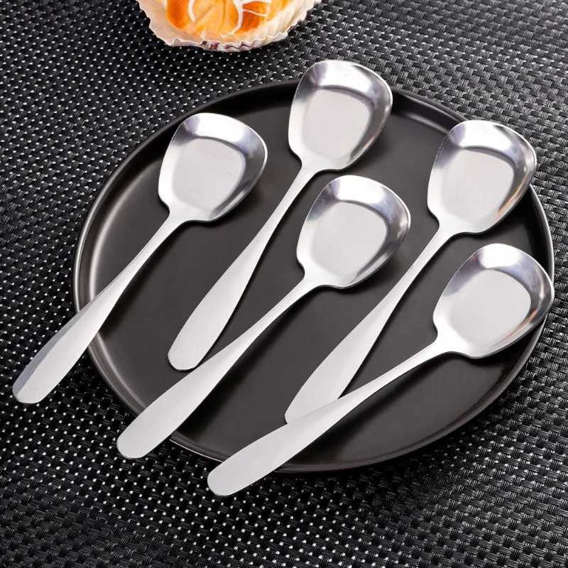 1/2PCS Stainless Steel Big Spoon Large Rice Spoon Long Handle Thicken Serving Spoon Home Public Tablespoons Kitchen Tableware