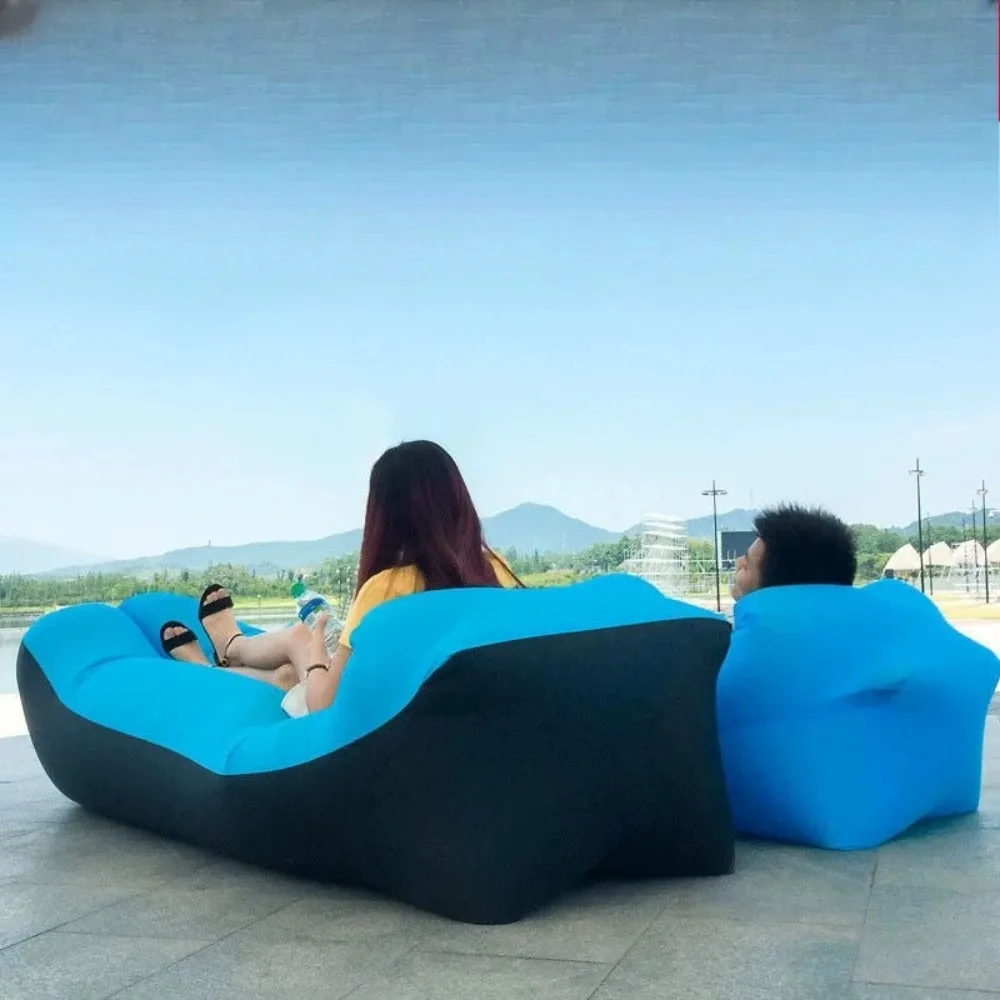 Outdoor Portable Inflatable Sofa Inflatable Outdoor Air Sun Inflatable Lounger Blow Up Chair Bag Banana Camping Air Bed Beanbag image 4