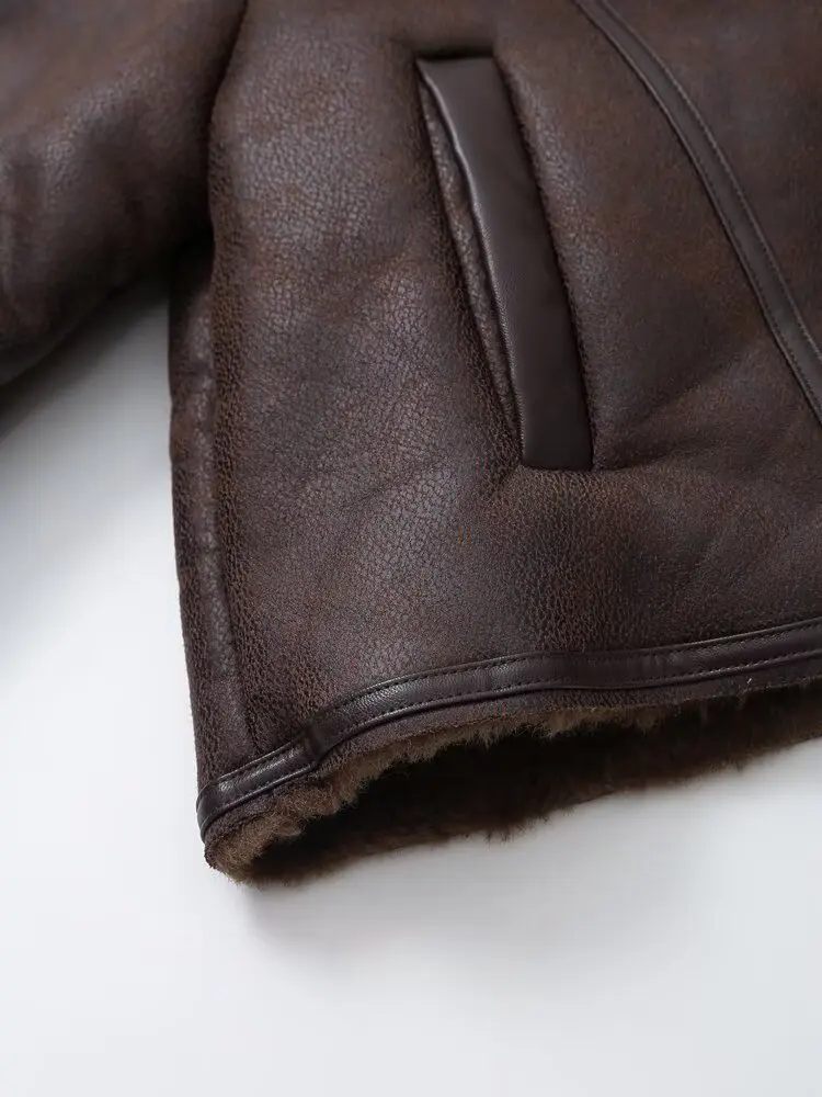 Diiyeg mulher 2025 inverno nova moda curto jaqueta de couro falso chique lapela all-match zíper manga longa jaqueta outerwear mujer