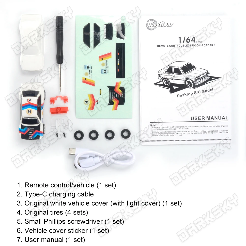 1/64 RTR Mini RC TinyGear RC voiture télécommandée Simulation de bureau arrière entraînement plat voiture de sport voiture de course jouet