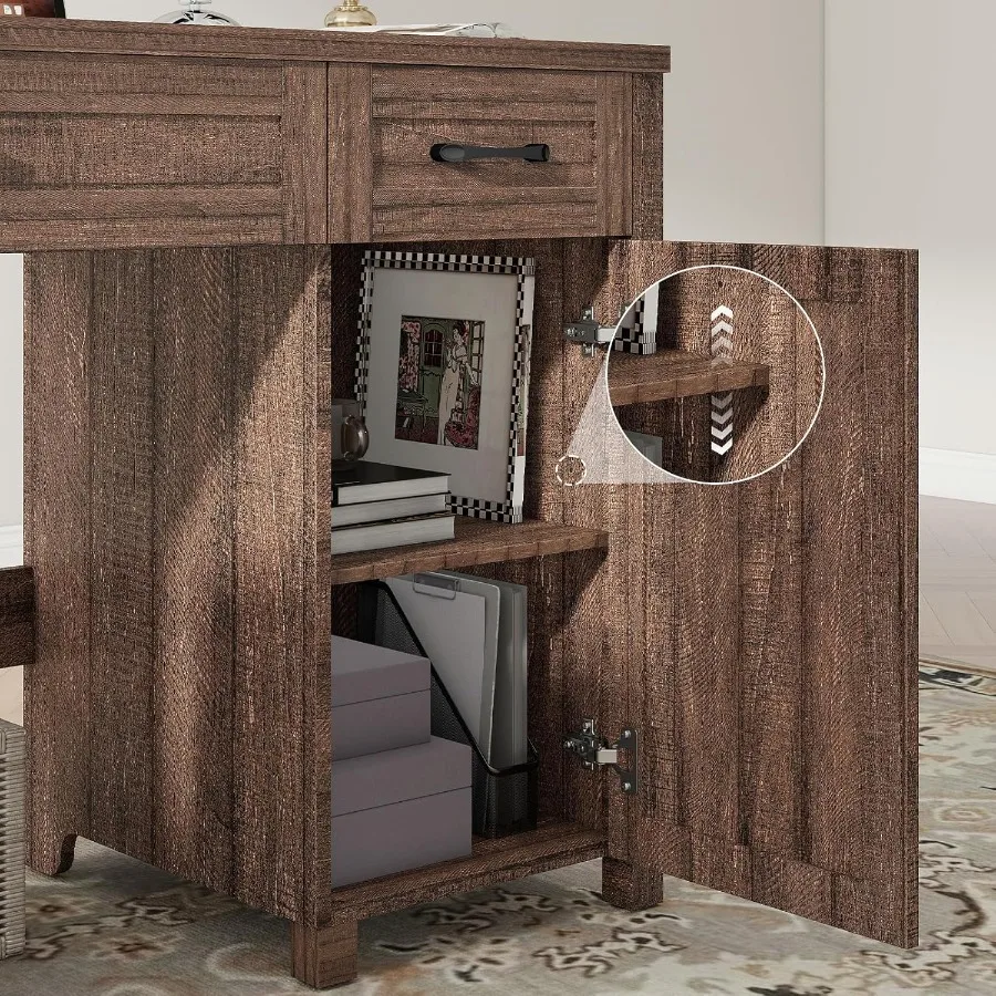 서랍과 수납 캐비닛이 있는 47인치 임원용 책상, 홈 오피스 및 학습용 워크스테이션, 레드B 색상의 모던 컴퓨터 책상