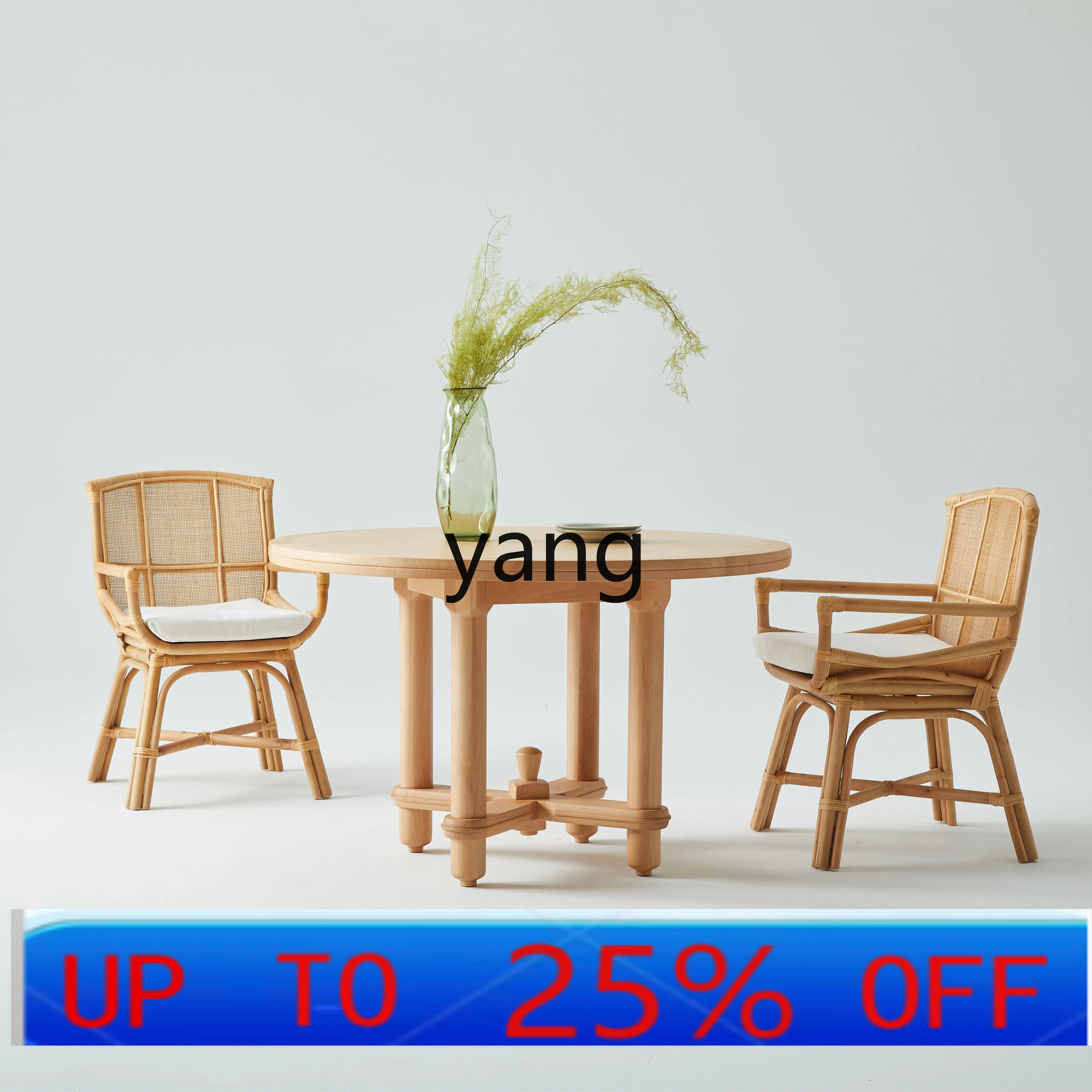 

LMM solid wood beech round table Nordic retro B & B restaurant round table