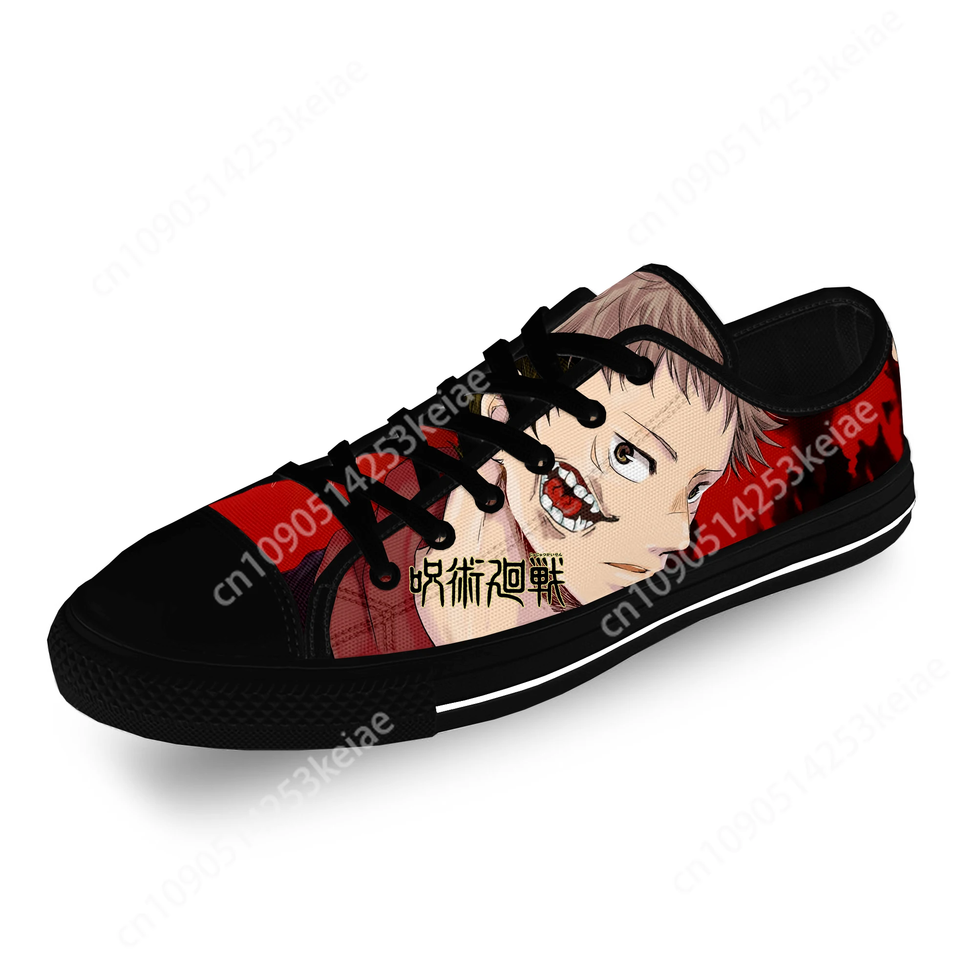 Japanese Anime Jujutsu Kaisen Gojo Satoru Casual Cloth 3D Print Low Top Canvas Fashion Shoes Men Women  Breathable Sneakers