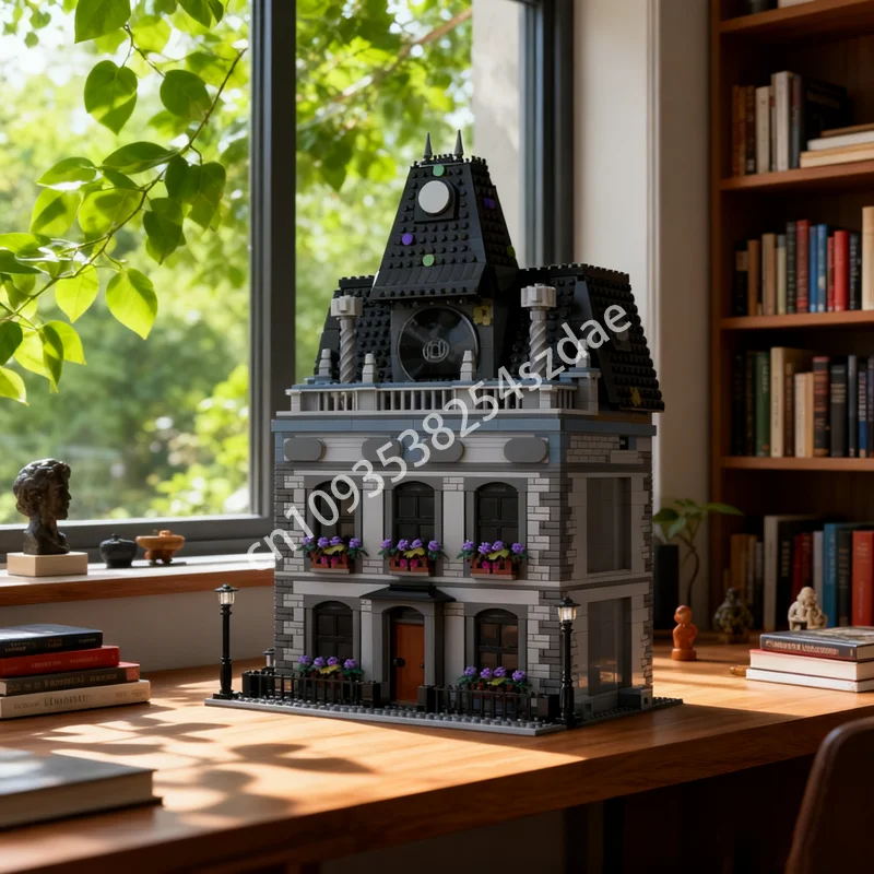 

1584 шт. MOC Wednesday S Mansion, набор модификаций, модель, строительные блоки, строительный рождественский подарок, игрушка «сделай сам», кирпич для детей на день рождения
