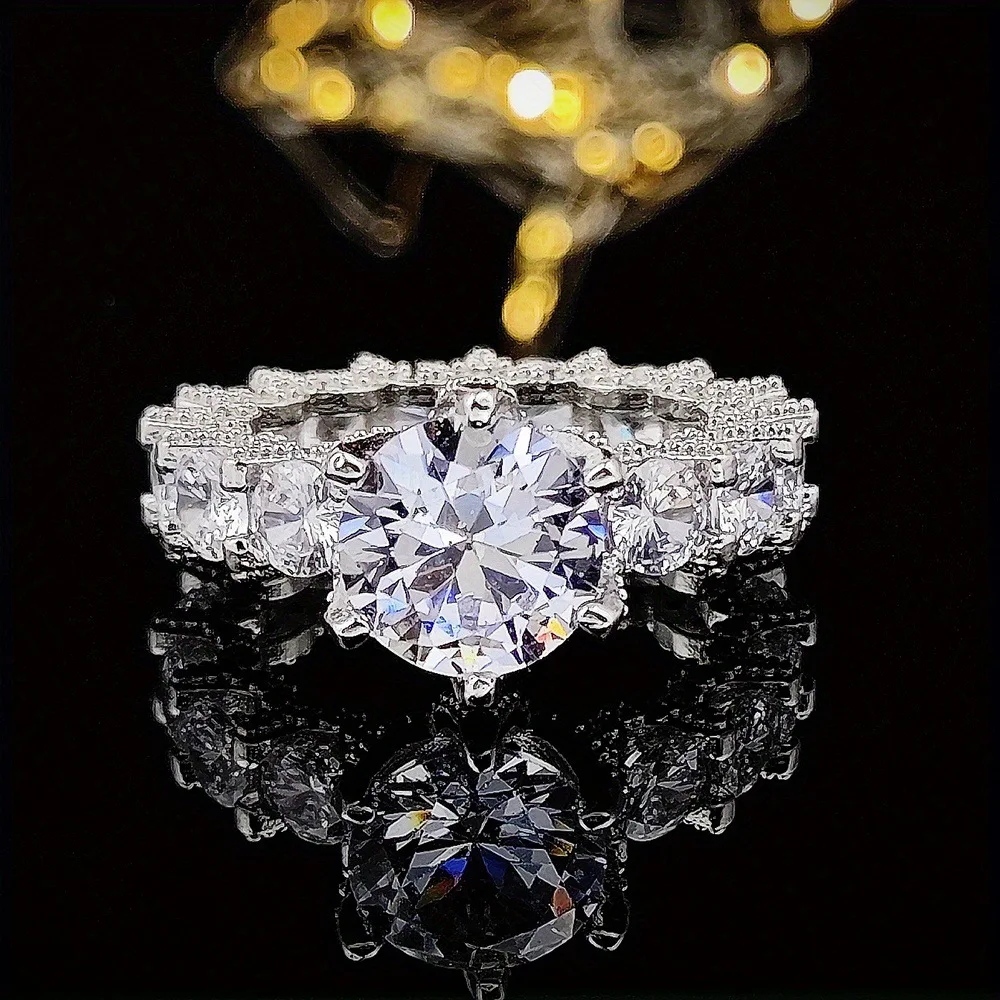 Hot Selling Vintage Retro Design Engagement Inlay Zircon Ring for Women Party Lady Gift Finger Jewelry Wholesale Size 6-10