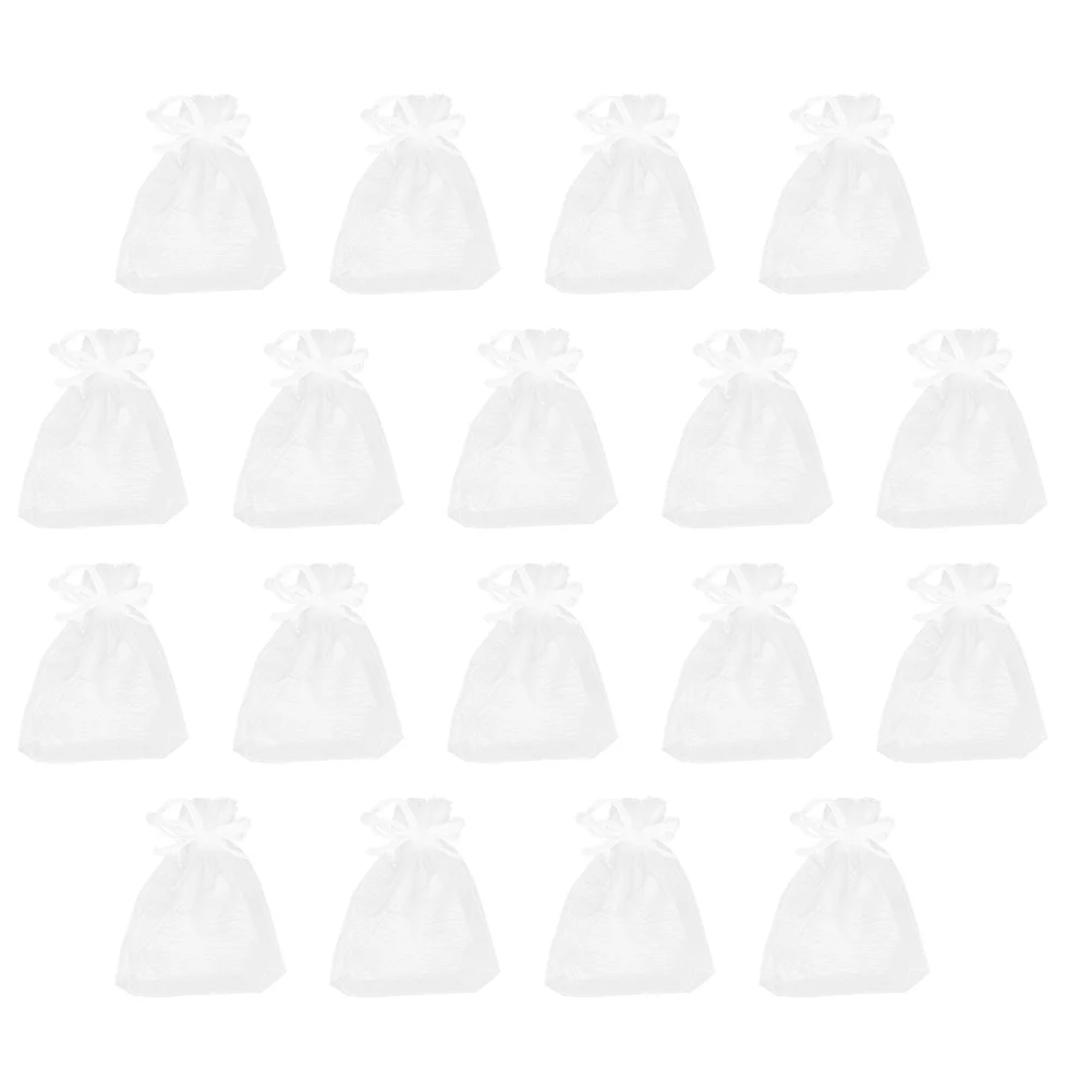 50 Pcs Gift Packaging Bags Cellophane Drawstring Fabric Clear Small Net Paper with Goodies