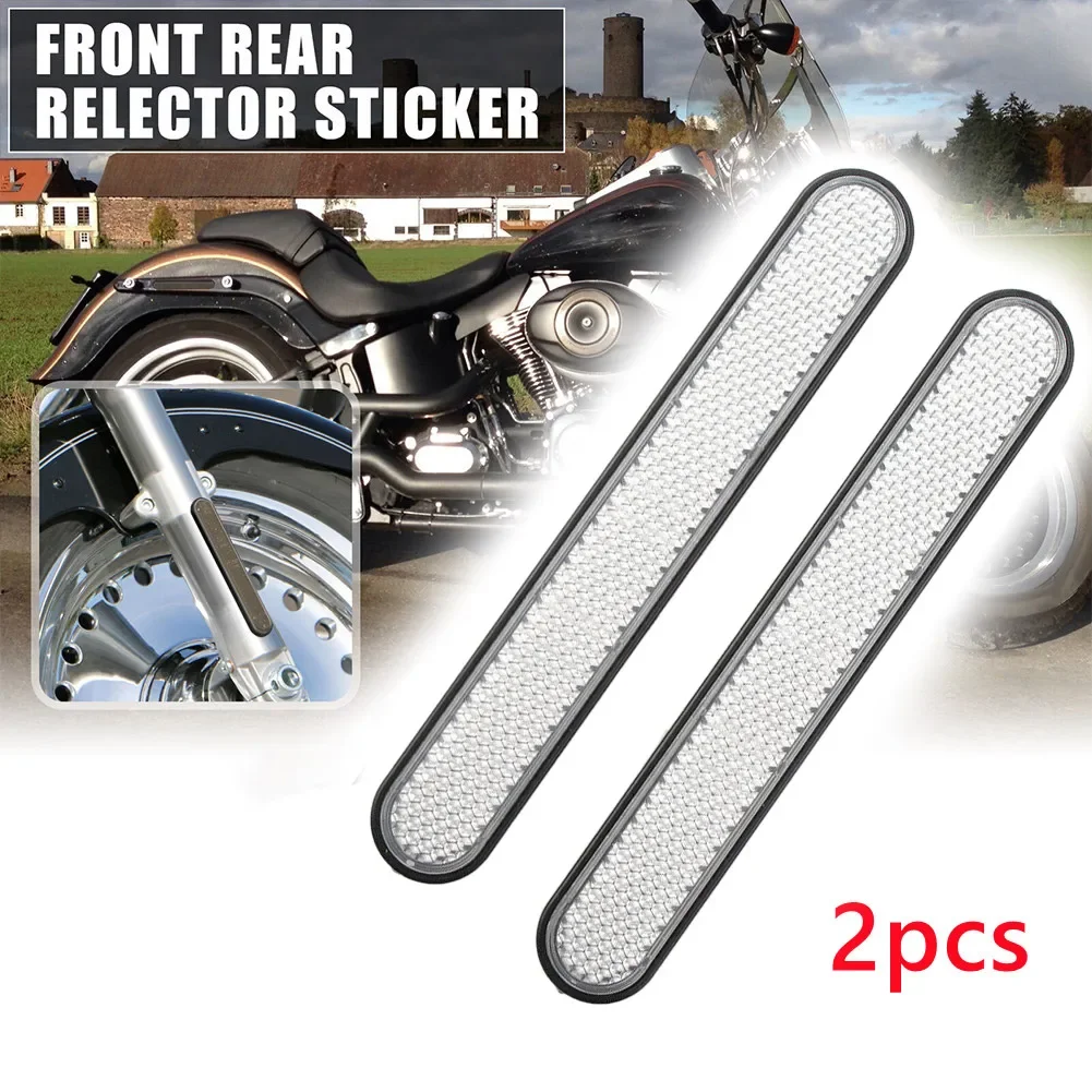 1pair Motorcycle Fork Reflector Clear Front Lower Fork Reflector Sticker Rear Saddlebag Cover Plastic White Reflector