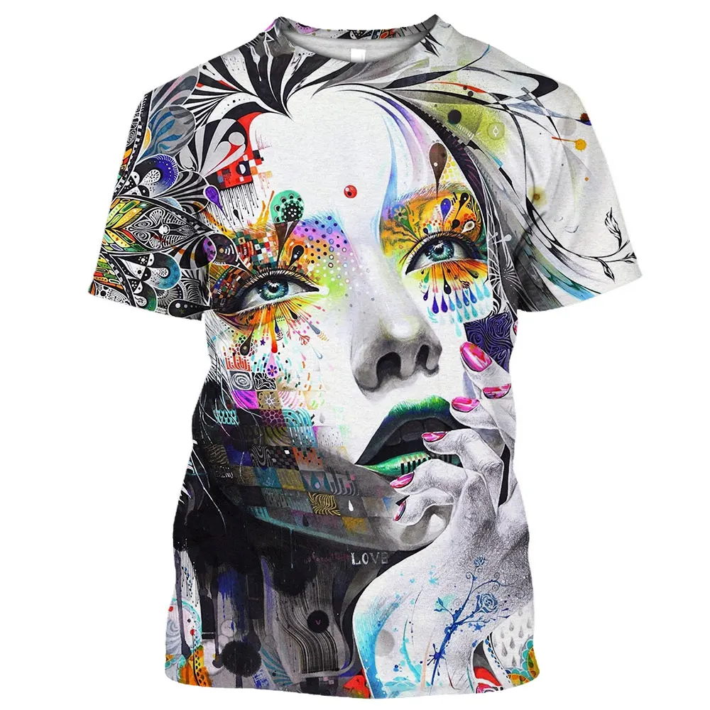 

New Men's T-shirt 3D Color Print Body Art Men's Clothing Tees O Neck Oversized Casual Short Sleeve Shirt Cool Hip Hop Streetwear