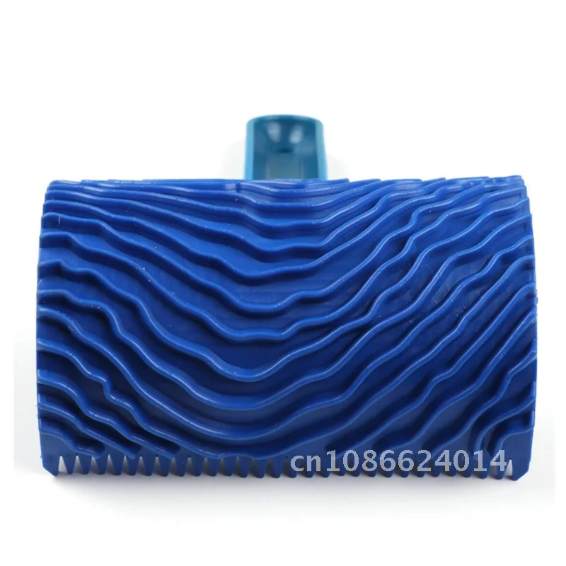 

Wood Grain Blue Rubber Paint Roller Brush DIY Wall Graining Painting Tool with Handle Wall Texture Art Application Tool