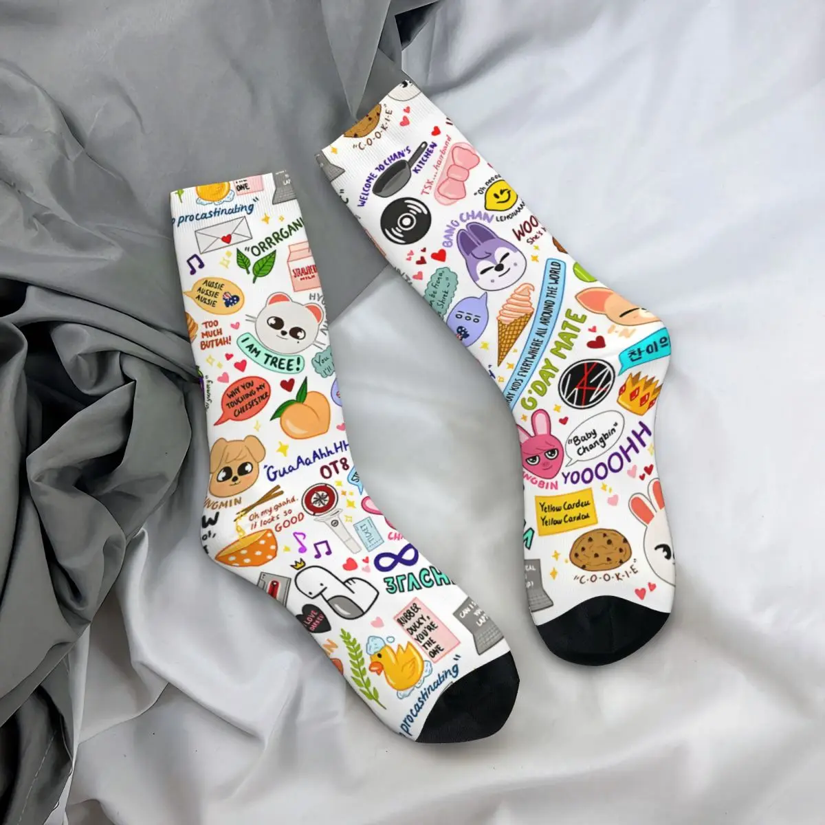 Vintage Updated Skz Doodle Men's compression Socks Unisex Street Style Seamless Printed Novelty Crew Sock