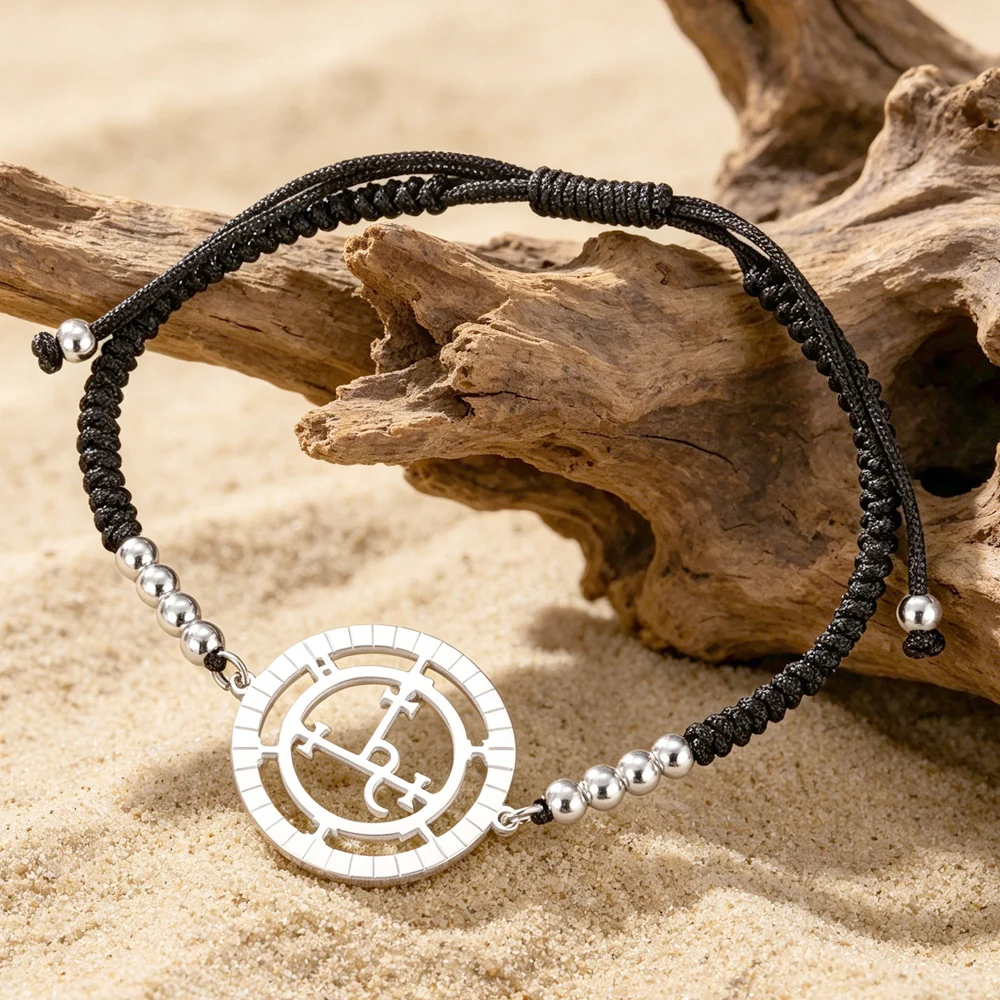 1pc Sigil of Lilith Bracelet Adjustable Braided Rope Chain Lilith Moon Goddess Mythology Amulet Stainless Steel Jewelry